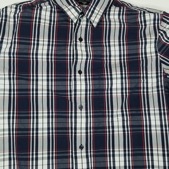 🎁5/$25 George Shirt Men's Small Button Down Long Sleeve Blue Grey Red Plaid - Picture 4 of 6
